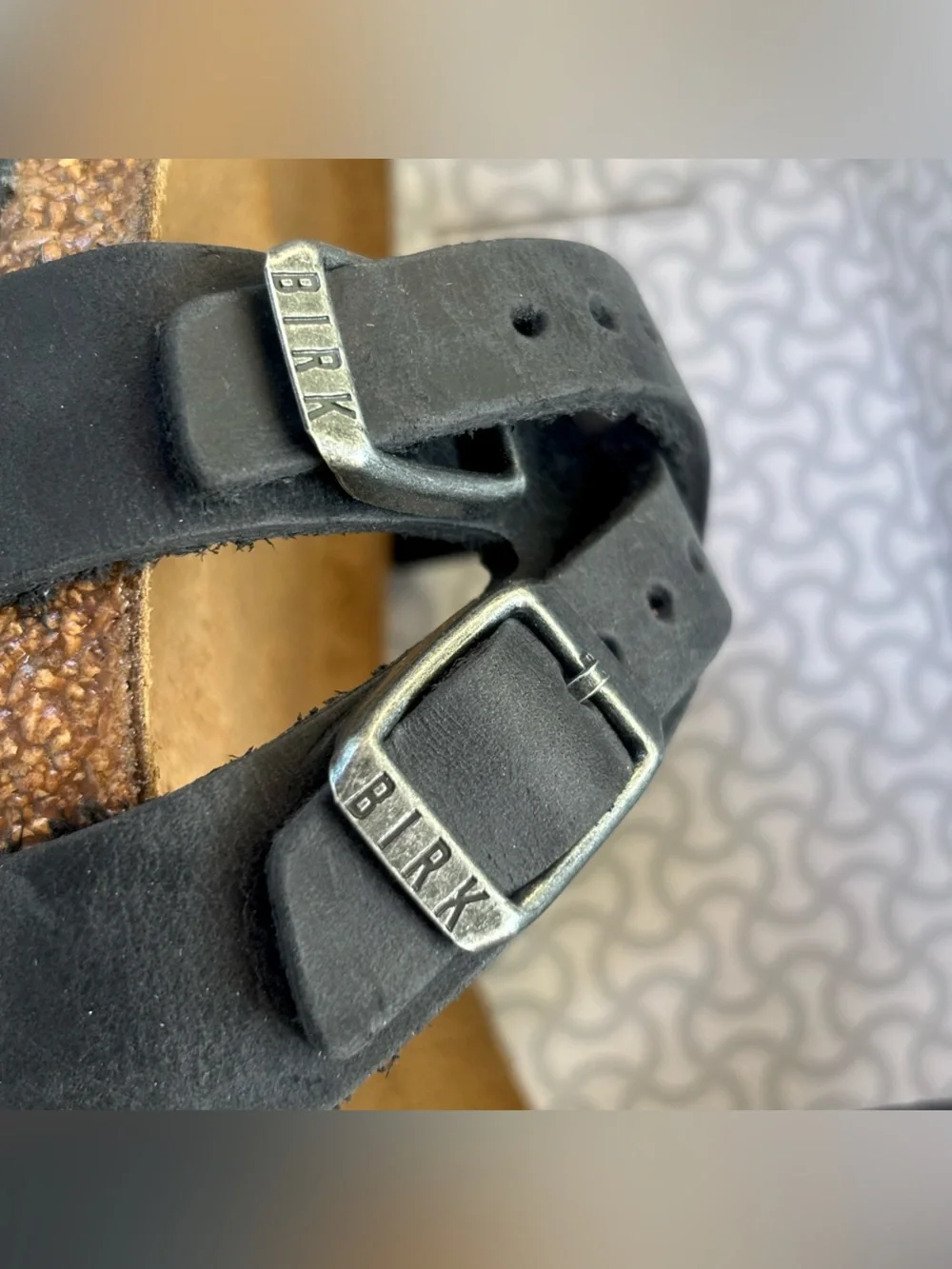 Birkenstock 💅 Franca Black Oiled Leather  Buckle Sandals Slides Wmns 6 7 8 9 10 - Picture 3 of 10